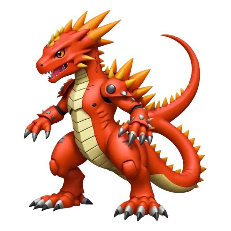 Cool edgy Guilmon-Agumon-Digimon, full body sticker