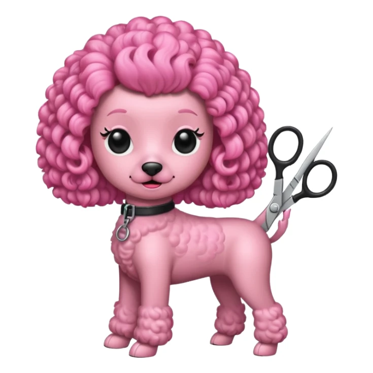 poodle color rosada tijera sticker