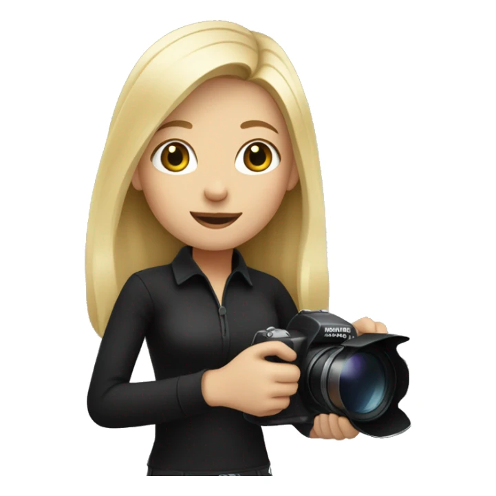 Blonde girl wearing black and holding a camera  sticker