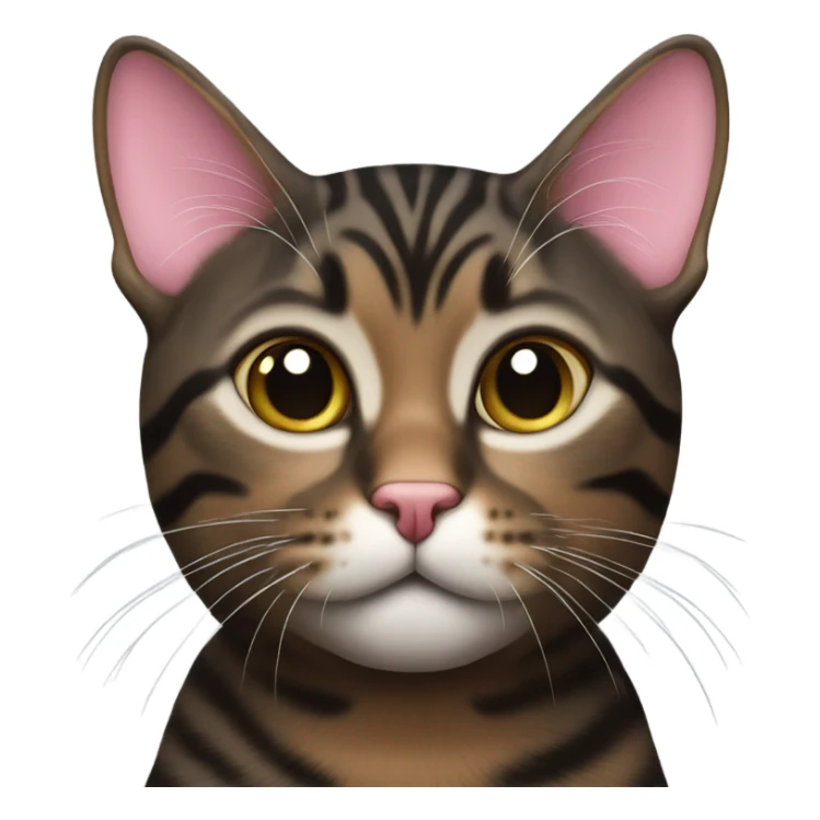 Black brown tabby cat with pink nose  sticker