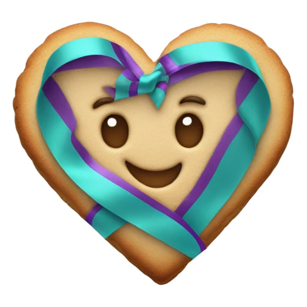 Cookie heart with teal purple support ribbon sticker