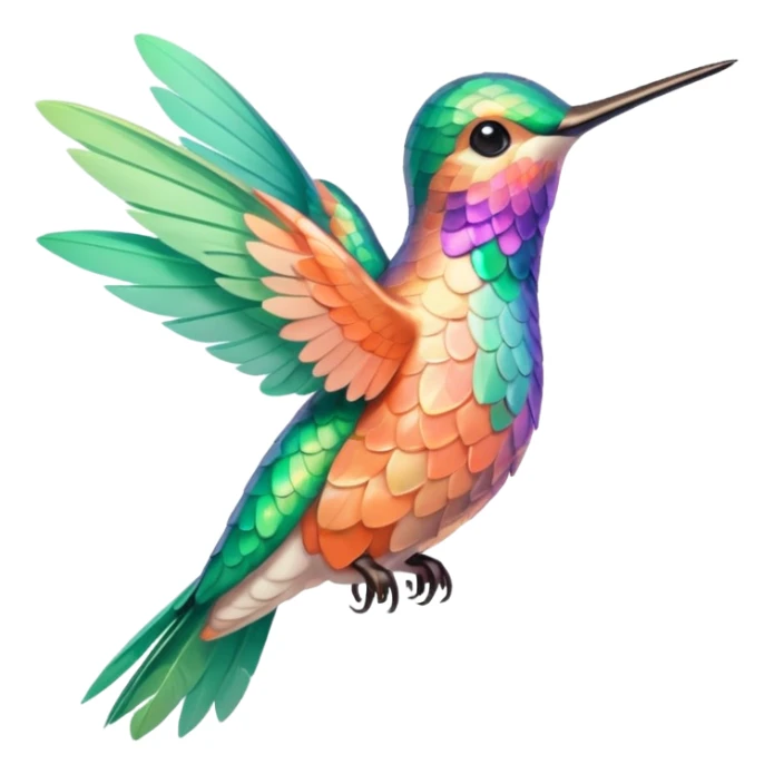 peach and mint humming bird, warm colours  sticker