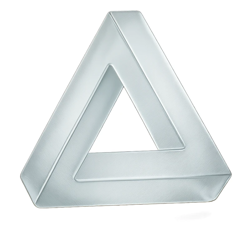 glass Penrose triangle, hyperrealistic, transparent, with light reflections sticker