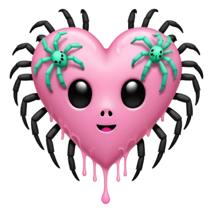 pastel goth heart with mint green spider sticker