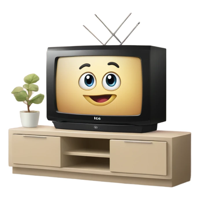 Lg tv on a beige tv stand sticker