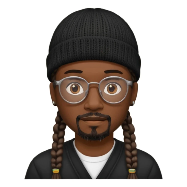 man with braids glasses beanie and goatee sticker