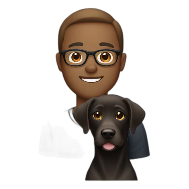 black lab with man light Brown Hair and glasses sticker