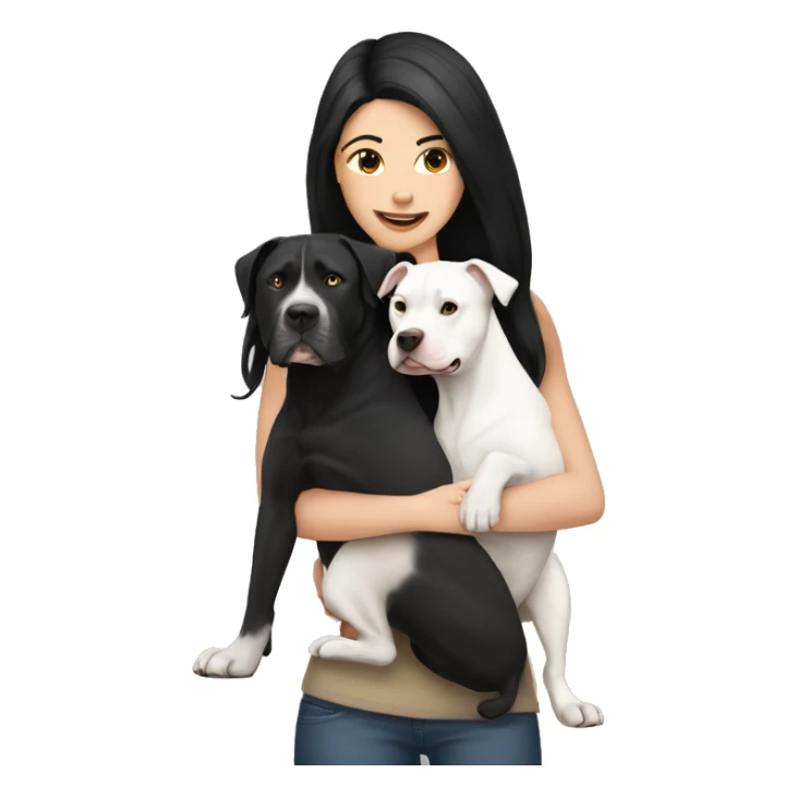 White Girl with black hair hug a pitbull sticker