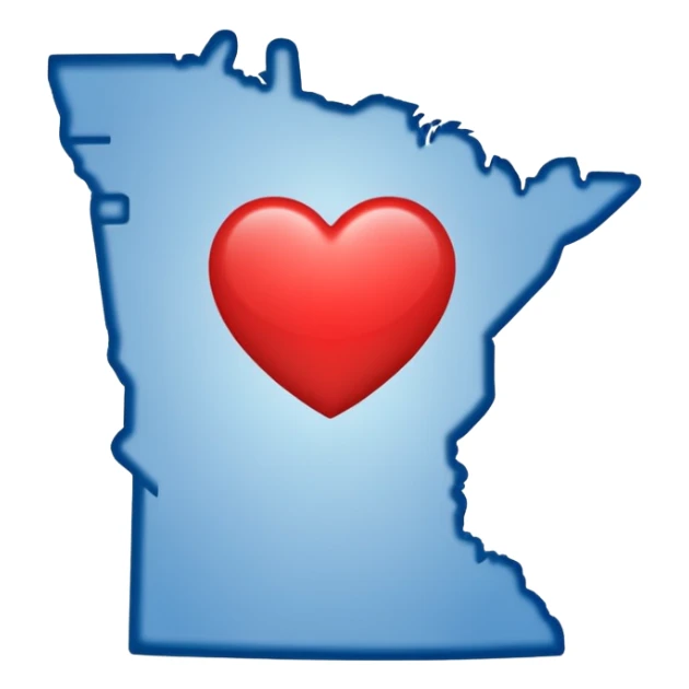 The state of minnesota with a heart inside of it sticker