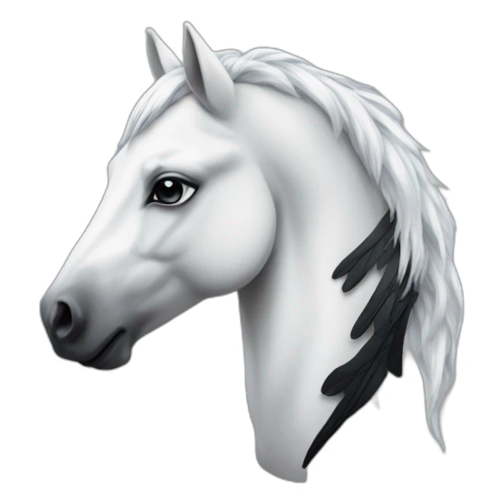 White horse with black spots and wings an unicorn horn sticker