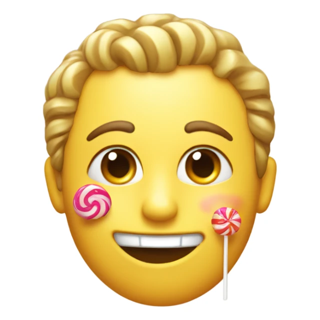 very satisfied face with lolipop in mouth sticker