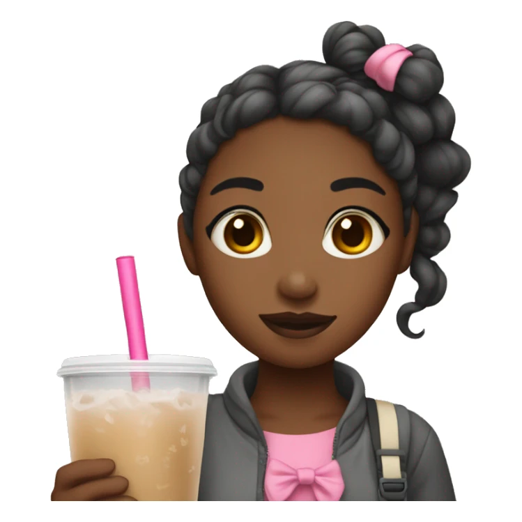 Girl with bow and boba tea sticker