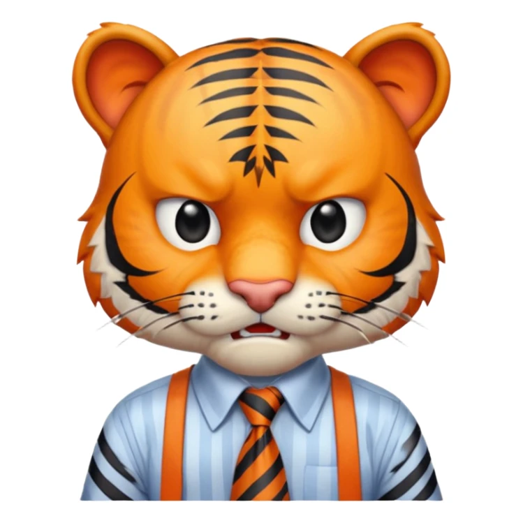 A tiger in office clothes, angrily stressed over a deadline., portrait sticker