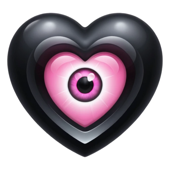 A black heart crystal with a pink eye in the center sticker