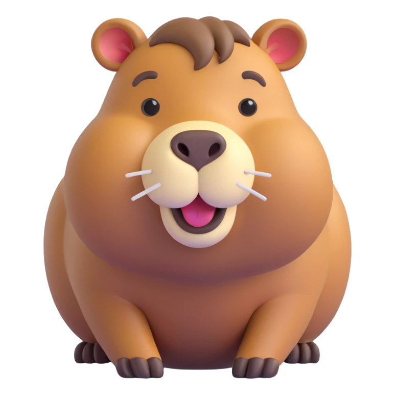 3D emoji of a capybara, simple and expressive, Microsoft Fluent 3D emoji style sticker