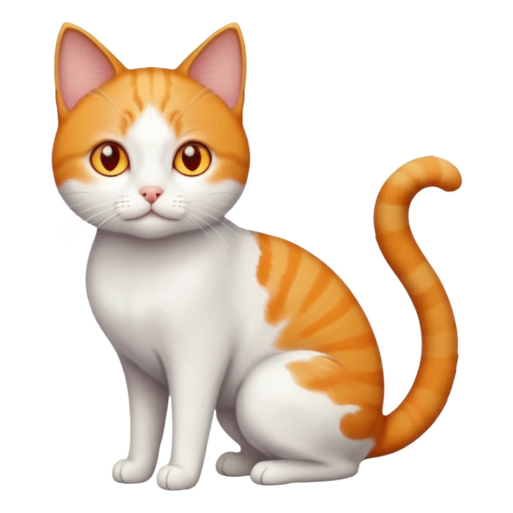 full body small short hair ginger and white cat with orange eyes  sticker