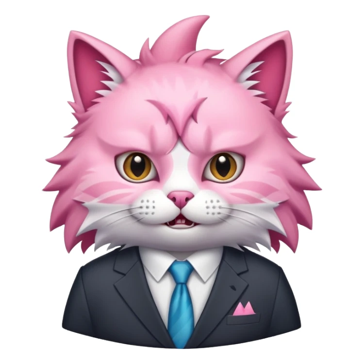 Fluffy colour pink cat director in sut shark teeth sticker