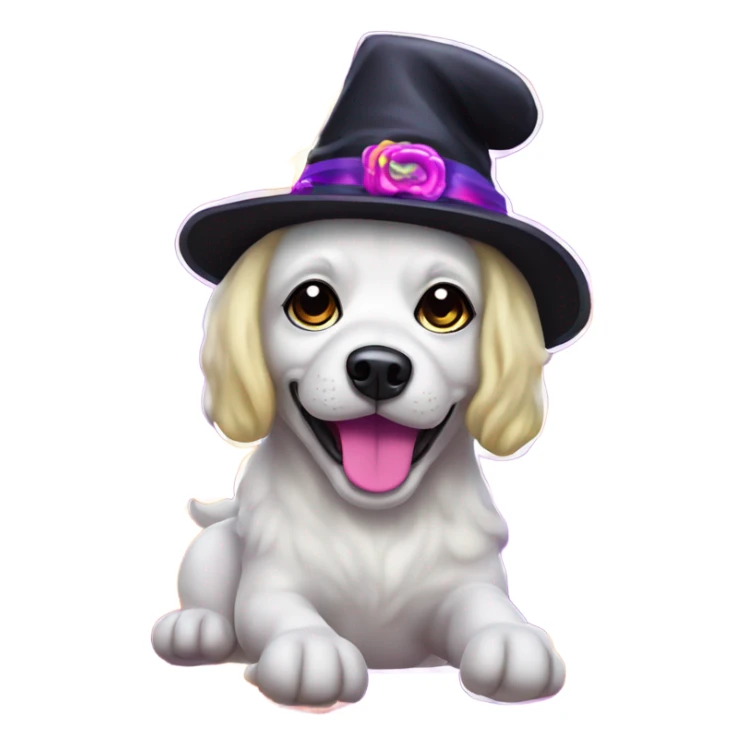 Lisa frank Halloween dog with with hat sticker