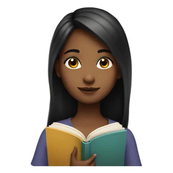 Girl put a book sticker