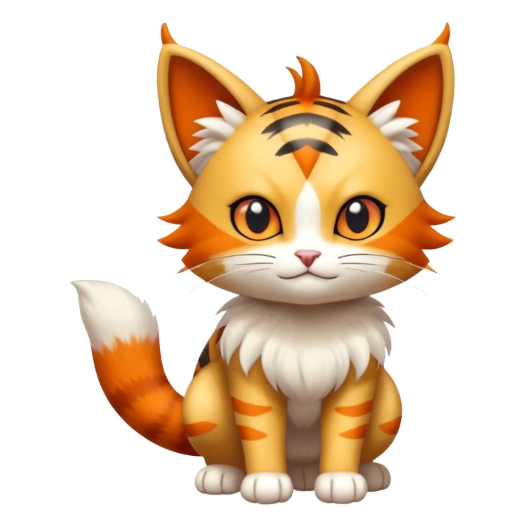 Shiny Cute Adorable Meowth-Litten-Litleo-Hybrid-Creature with pattern-markings sticker