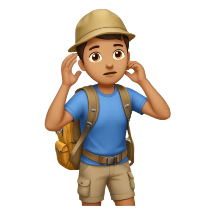 A photorealistic tourist is confused and scratching his head. There are 3 different paths ahead. sticker