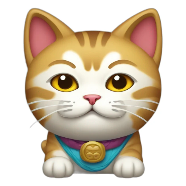 Gato estilo maneki neko con ojo nazar en la panza sticker
