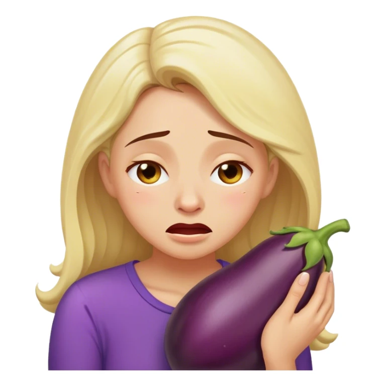 Woman hugging eggplant crying sticker