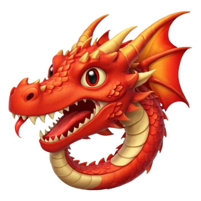 Dragon with wings and flying, bloating fire from mouth sticker