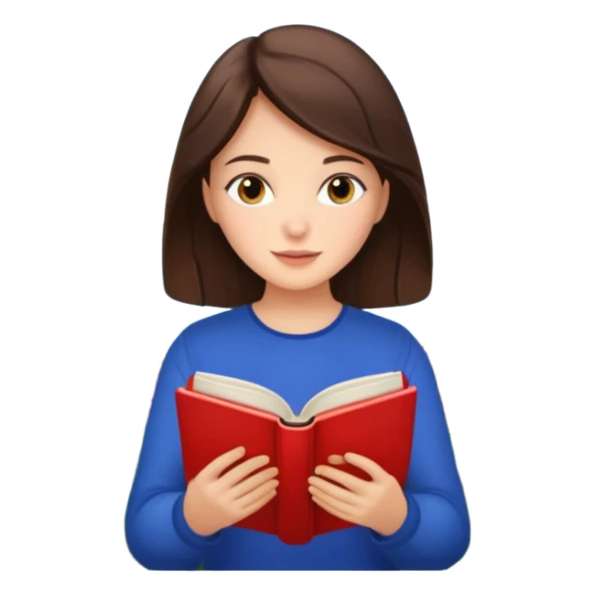 Jane Austen inspired brunette character reading a book outdoors, with flowers around sticker