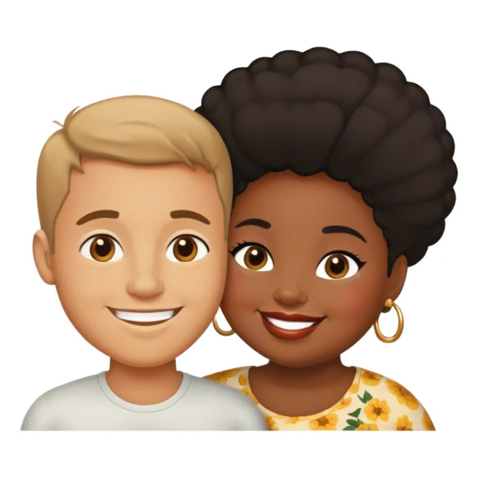 slim short man and fat black woman love sticker