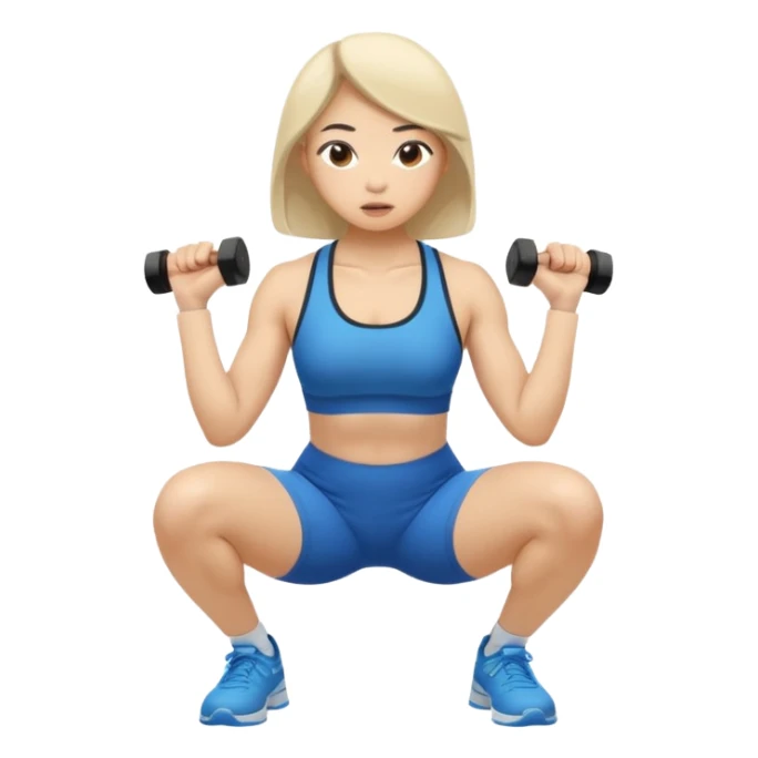 white asian girl woman doing squat sticker