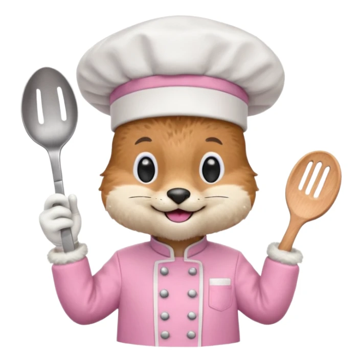 animal with pink chef costume sticker