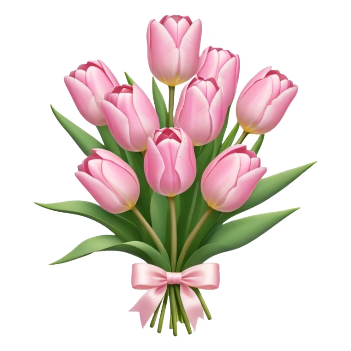 light pink tulip bouquet with light pink bow sticker