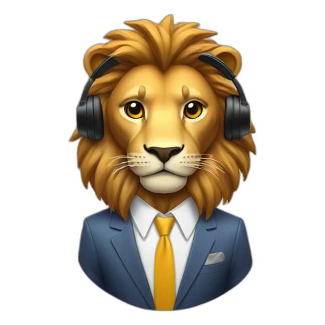 Lion with a suit and gamer earphones  sticker