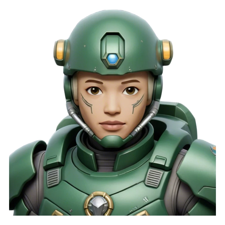 Cinematic Realistic StarCraft Terran Marine Portrait, head tilted dramatically with an exaggeratedly amused expression, blending futuristic grit with a hint of unexpected humor. His steely gaze and determined features, set against intricately detailed tactical armor in dark green and grey, are rendered with lifelike texture and dynamic lighting, high shine, dramatic yet whimsical, capturing the essence of a Terran Marine whose epic strength is accompanied by a playful edge. sticker