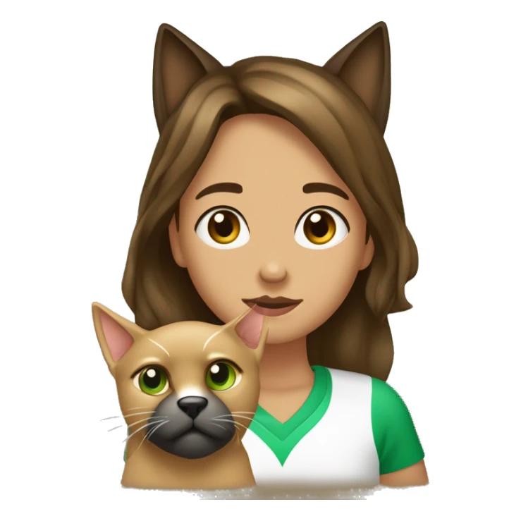 garota branca com cabelo cacheado castanho claro  loiro comprido 8 anos com olhos verdes muito escuros e um gato preto e um cachorro caramelo sticker