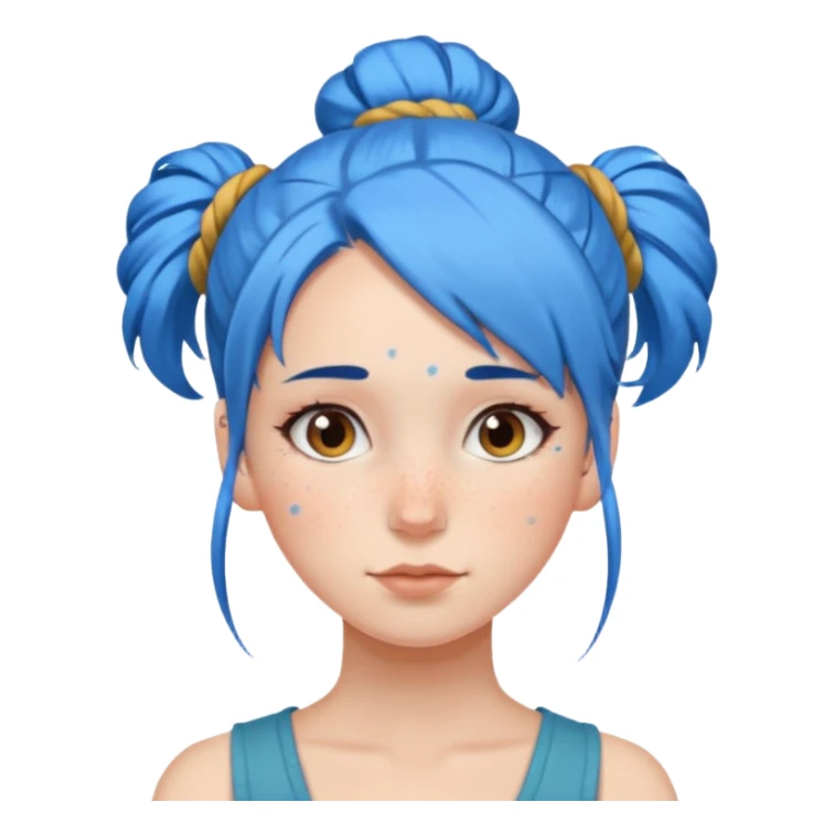 a girl with blue one bun hair sticker