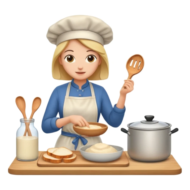 A woman cooking sourdough in kitchen sticker