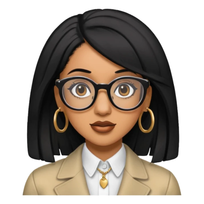 rapper Cardi B black hair wear glasses sticker