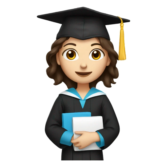 woman blue eyes dark brown hair graduate cap sticker