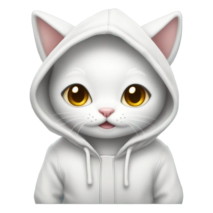 White little cute cat with hoddie sticker