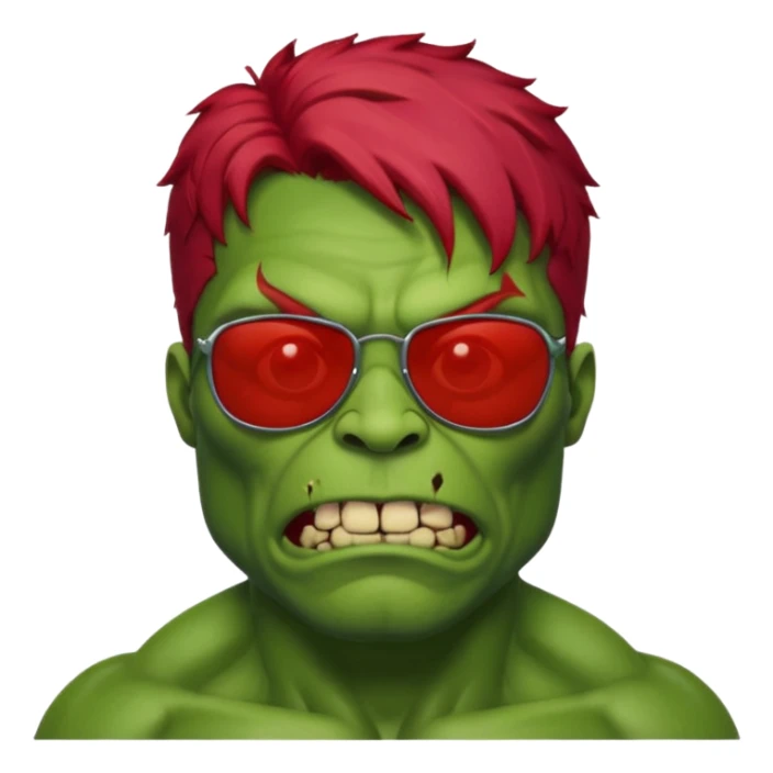 Zombie hulk with red hair and sun glasses sticker