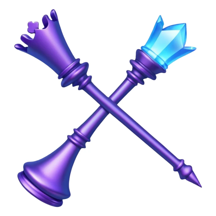 Create a small, visually appealing icon of a magic wand (chess wand style) to represent creativity and artistic design. Use a clean, modern look with glowing accents in purple and blue shades.
 sticker