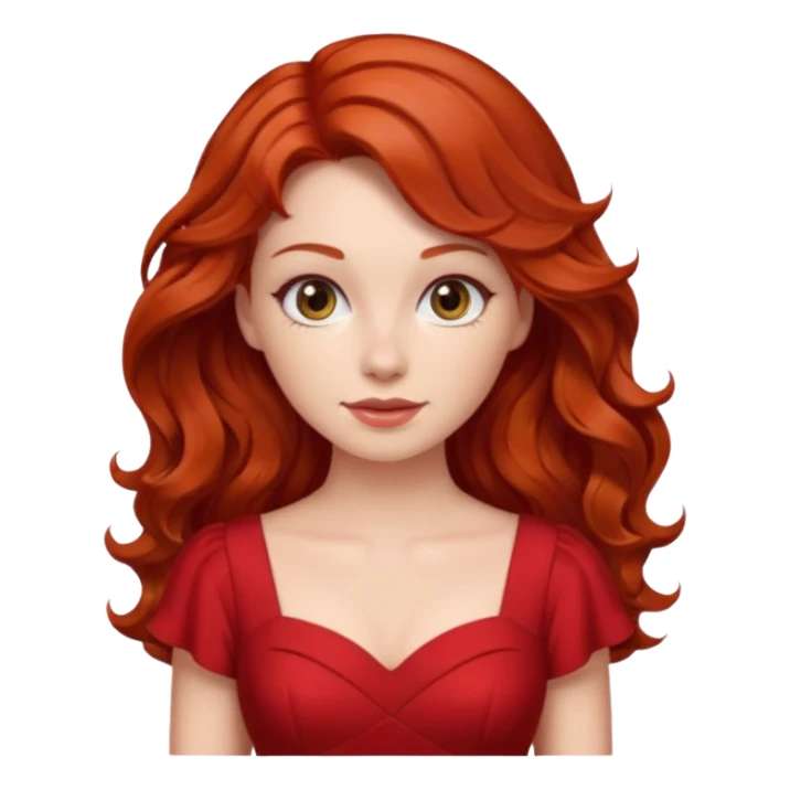 lady in red clothes, wavy hair  sticker