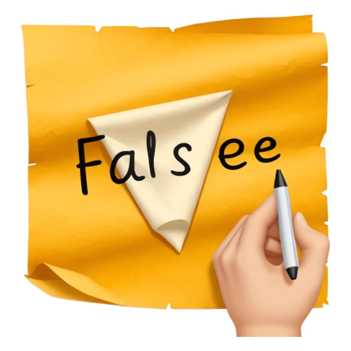 a hand writing 'false reference on a piece of pape sticker