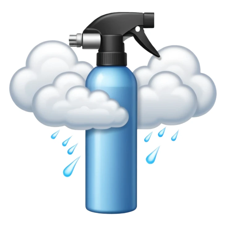 The spray must visually read as hairspray aerosol, not liquid, not foam, not pump bottle. sticker