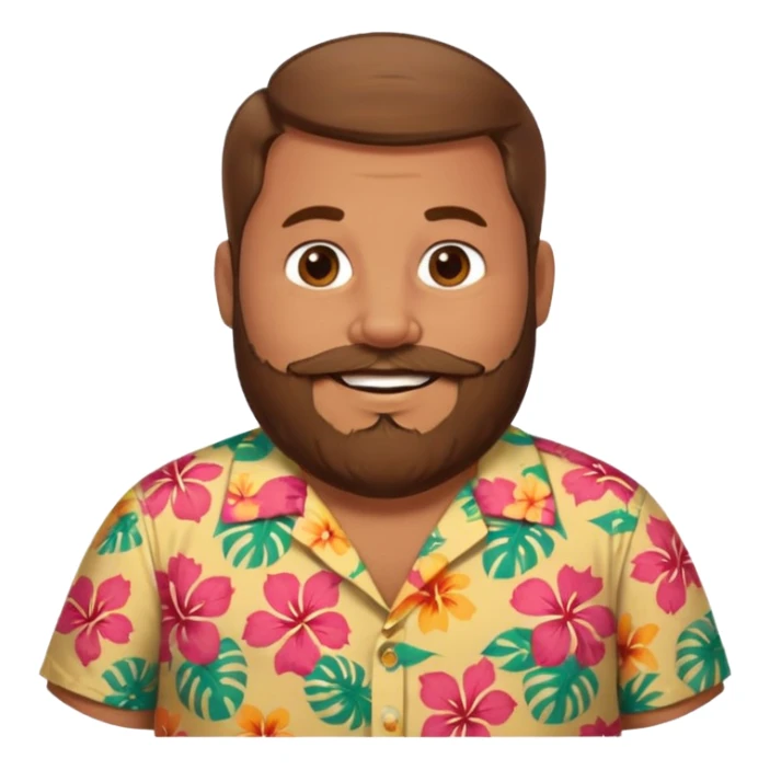 Fat man brown hair with beard Hawaiian shirt  sticker