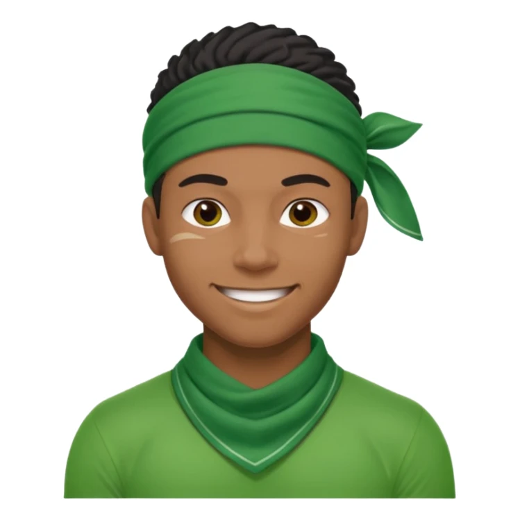 smiling black male athlete, green bandana sticker