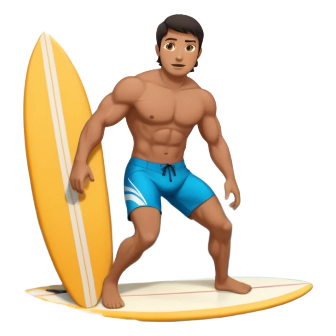 Indo guy dark hair and big muscles pro surfer surfing sticker
