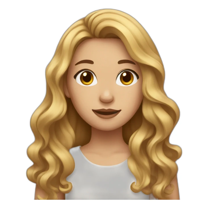 girl with wavy brown hair and blonde strands sticker